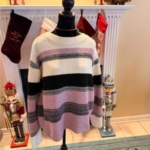 Striped Women's Sweater - Black, White, and Pink